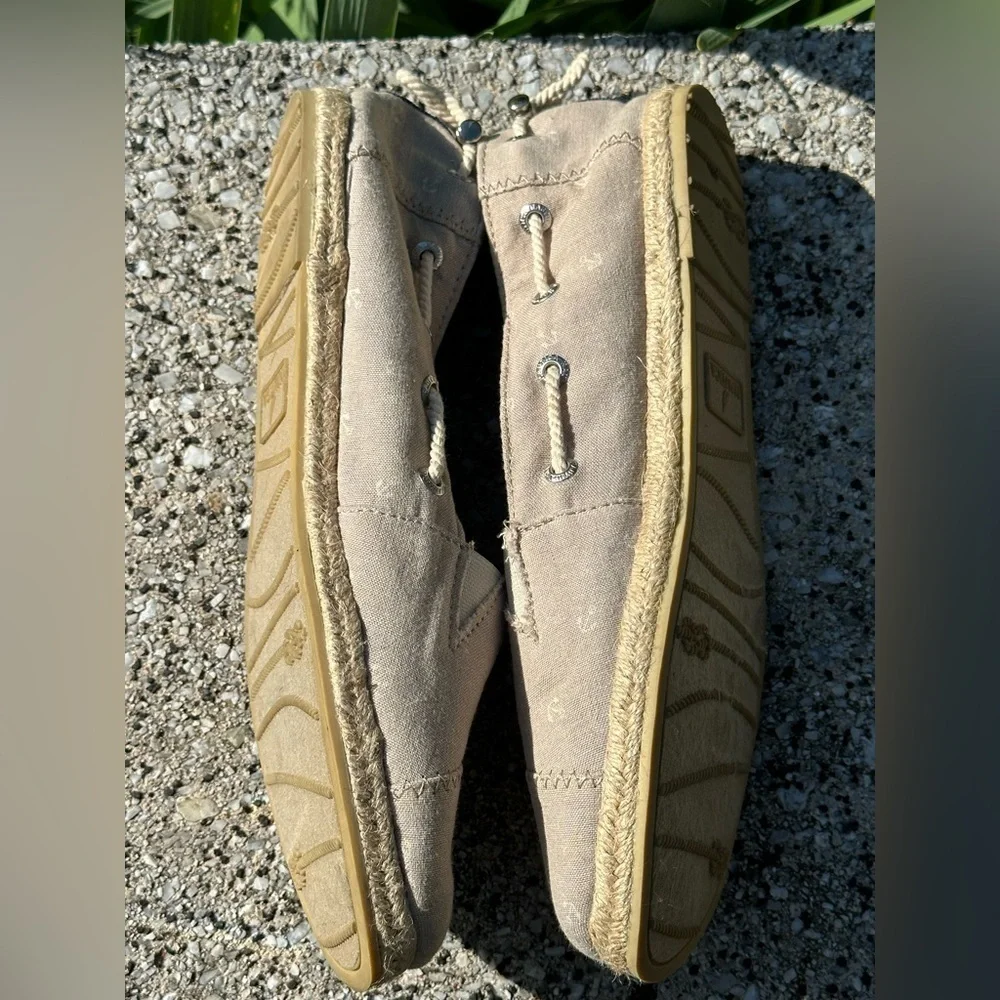 Nautica Rudder Nautical Canvas Espadrille Flat Anchor Print Cinched at Heel